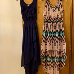 2 high low satin dresses